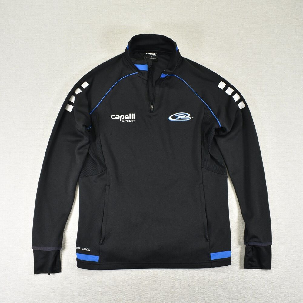 Capelli Sport Soccer Quarter Zip Pullover Mens Medium Black Blue Training Top